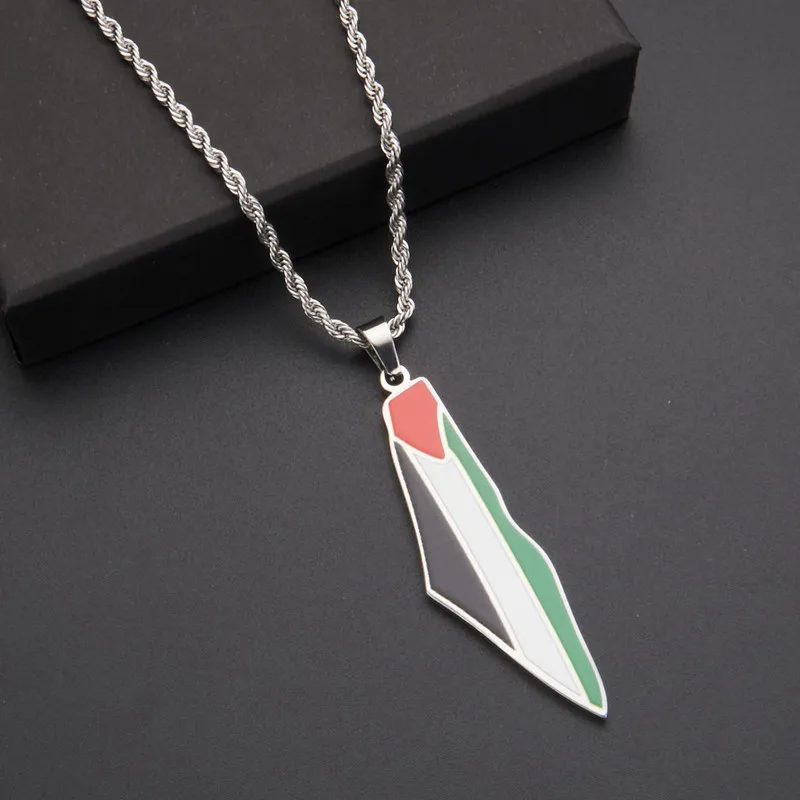 HNSP Palestine Flag Series Stainless Steel Pendant Chain Necklace For Women Men Jewelry Accessories Palestinian