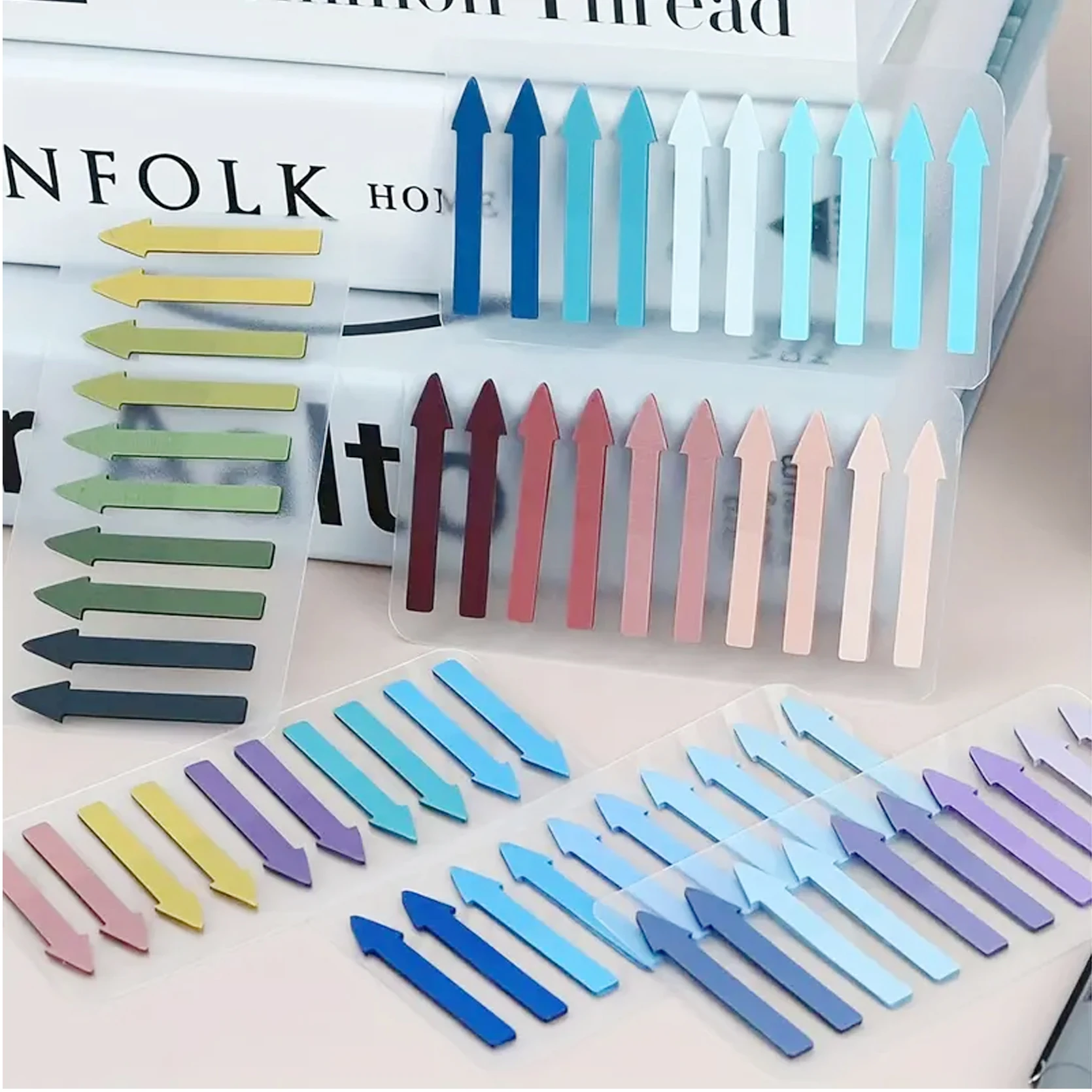 Morandi & Neon Pfeil-Indexmarker-Set, Transparente Selbstklebende Seitenmarkierungen, Unverzichtbar für Büro, Schule & Notizbuchorganisation – Detail 5