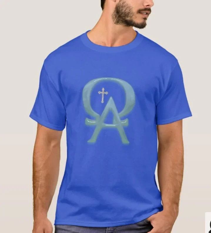 The Beginning and The End. Christian Faith Symbol Alpha and Omega T-Shirt. Cotton Short Sleeve O-Neck Mens T Shirt New S-3XL