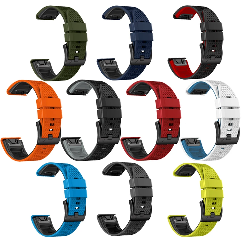 QuickFit 22/26 мм Instinct 3 45 мм ремешок для часов Garmin Fenix E 8 7 7X 6 6X/Epix Pro/Enduro 3 двухцветный силиконовый ремешок-браслет