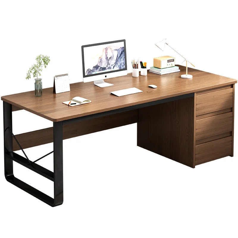 Modern minimalist wooden desk with retractable chair, suitable for home/office/villa
