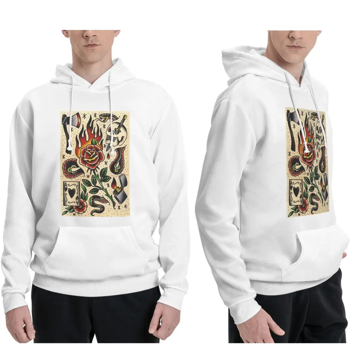 

Американский традиционный флэш-узор с татуировкой, толстовки для мужчин и женщин, пуловер, толстовка, модная одежда с длинными рукавами, осень-зима