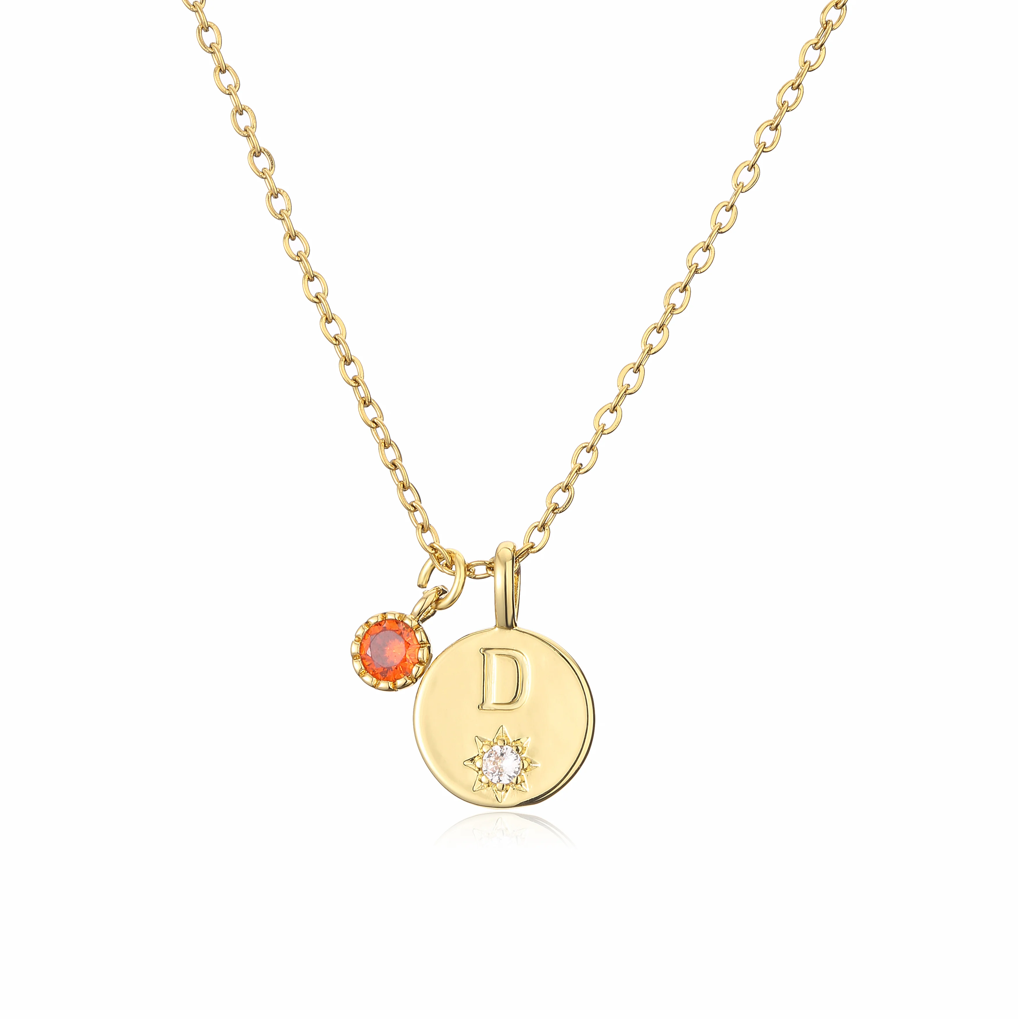 18K Gold Plated Brass 26-Letter Charm Pendant Necklace Women\'s Fashionable Collarbone O-Chain Necklace Women\'s Jewelry Gift 1 pc