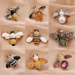 Cute Diamond Bee Brooch Girl Heart Cartoon Bee Pearl Corsage Alloy Oil Drop Clothes Bag Accessories Badge