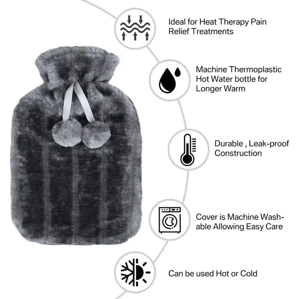 Abnehmbarer Bezug für Wärmflasche, kältebeständig, auslaufsicher, wärmendes Produkt, waschbarer Schutzbezug, Winteraccessoires. – Detail 2