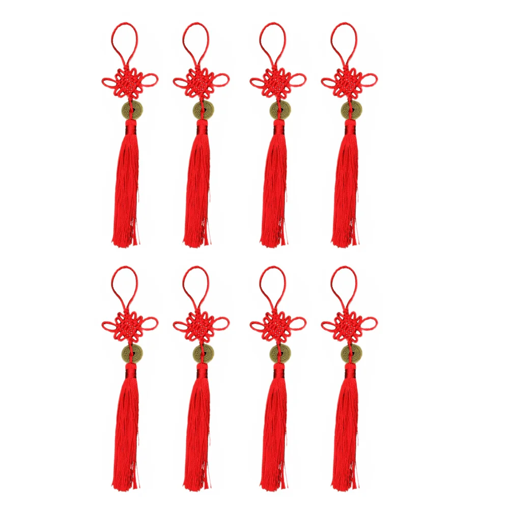 8 Pcs Ancient Coin Chinese Knot Car Hanging Ornament Decorations Wreath Accessory Tassel Polyester Decorate