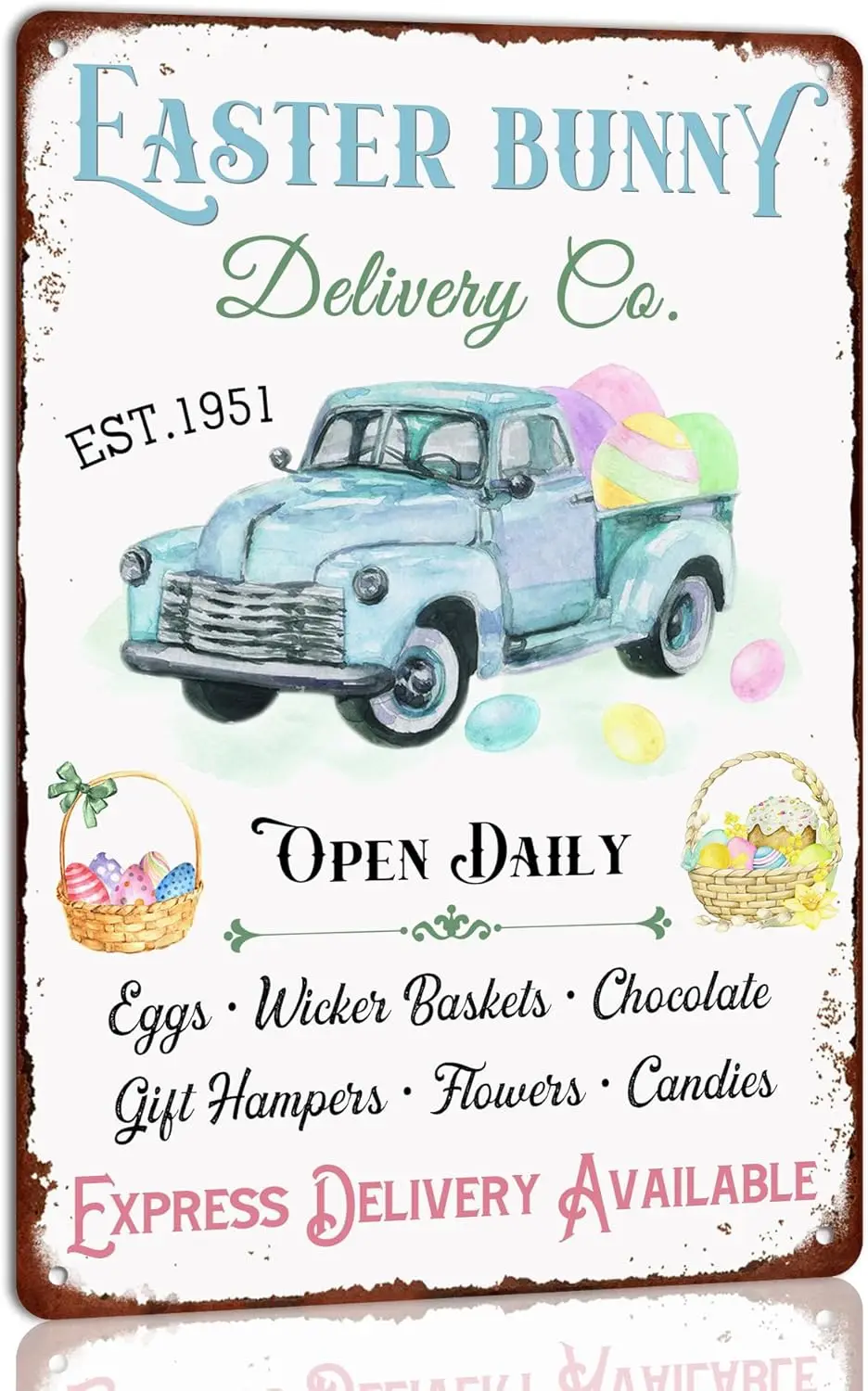 Easter Bunny Delivery Co Metal Tin Sign Retro for Cafes Home Farmhouse Wall Decoration Accessories Vintage Art 