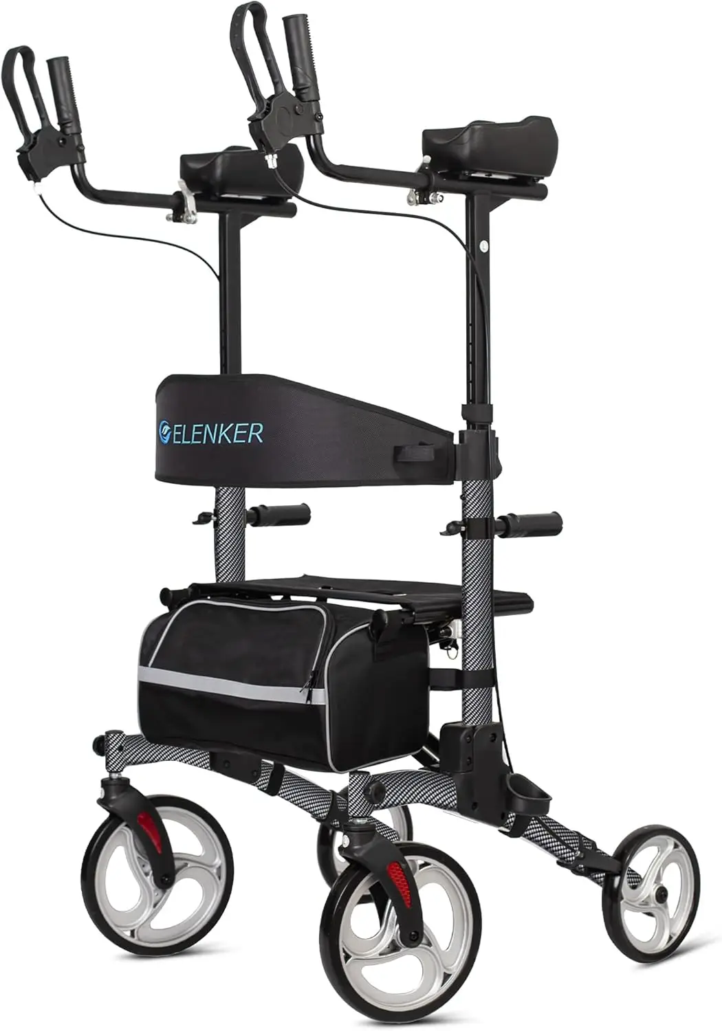 

Upright Walker, Stand Up Folding Rollator Walker with 10” Front Wheels Backrest Seat and Padded Armrest for Seniors