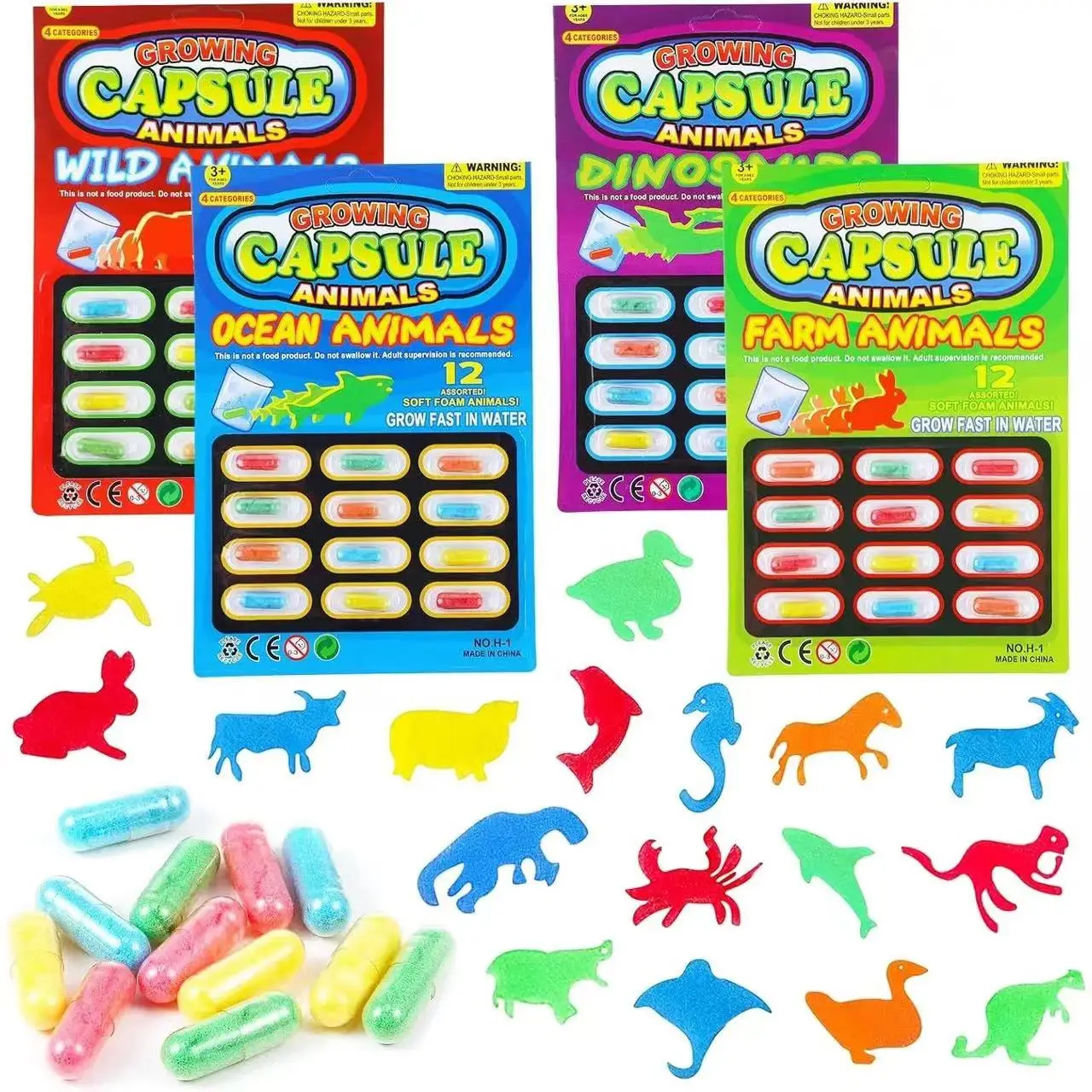 5pcs Soak in Water Capsules Cartoon Animals Fun Toys That Grow Bigger in Water Capsules, Children's Bathing Interaction Playing