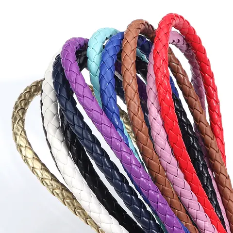 5Yards 6/7mm Colorful Braided Genuine Leather Home Decoration Round Leather Cord String Rope DIY Craft Making
