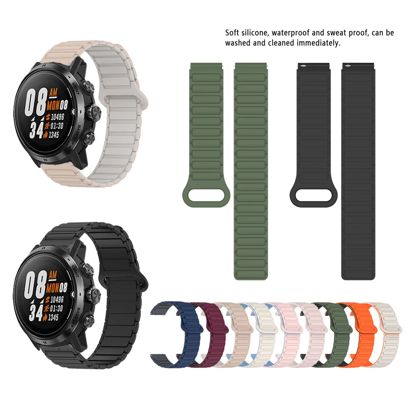 20 مللي متر 22 مللي متر حزام سيليكون مغناطيسي ل COROS PACE 2 / APEX 2 Pro 3 42 مللي متر 46 مللي متر سوار الرجال النساء