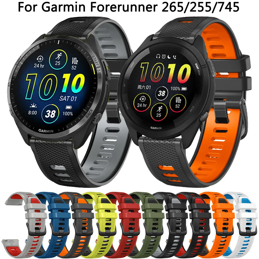 

22mm Silicone Watchband For Garmin Forerunner 265 965 255 745 Sport Watch Band Venu 2 3 Vivoactive 4 Strap Wrist Bracelet Correa