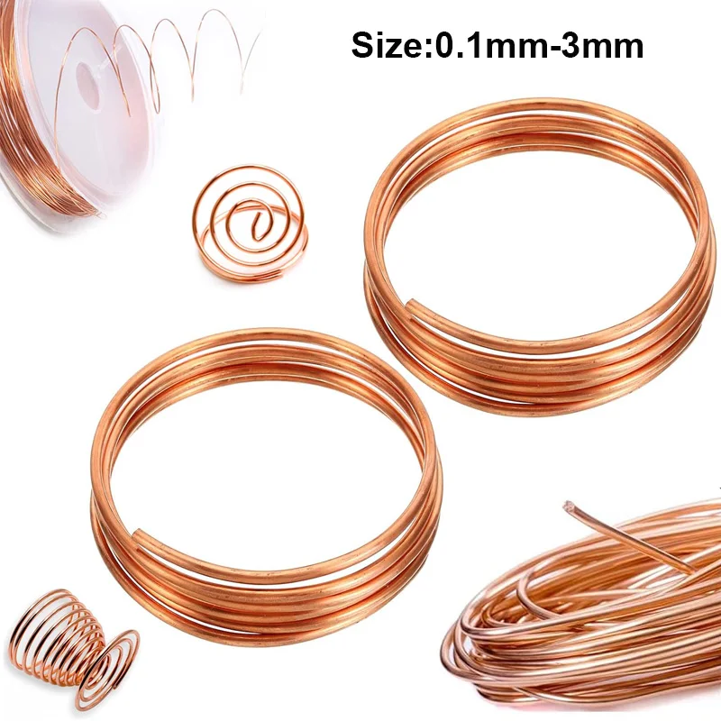 1/5/10M copper conductive copper wire Ultra-fine copper wire diameter 0.1-5mm conductive copper wire has good conductivity