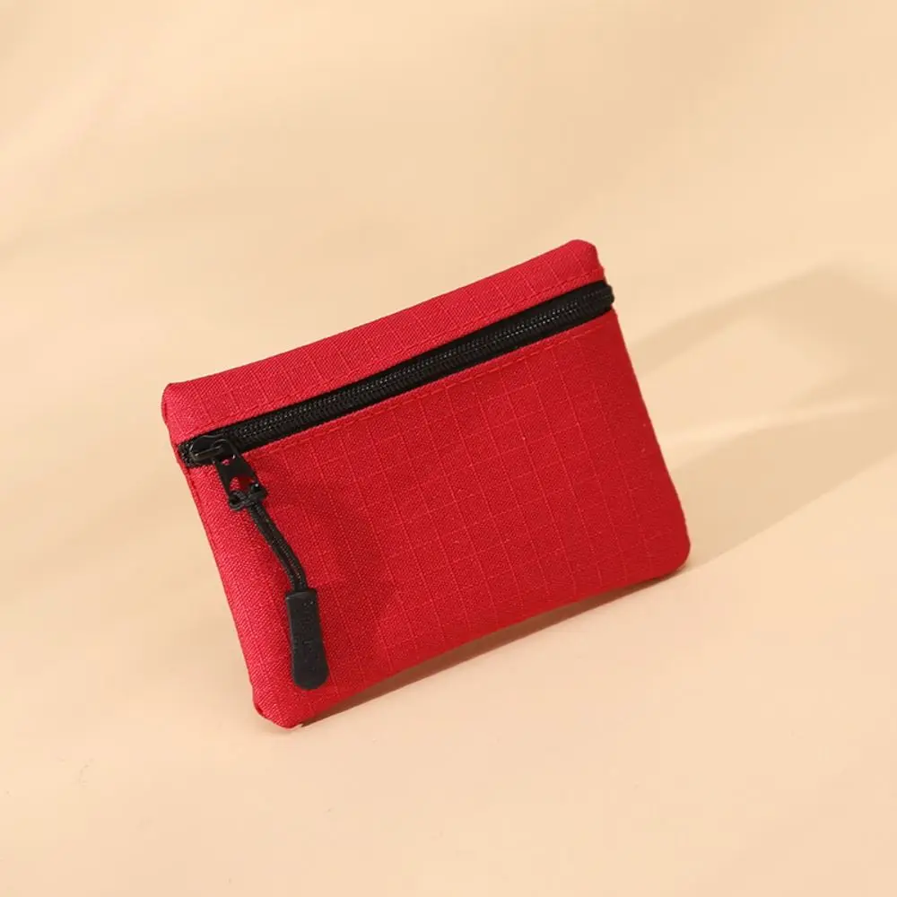 Simple Korean Style Ox Cloth Coin Purse Zipper Solid Color Small Item Bag Coin Purse Card Bag Card Storage Bag Men