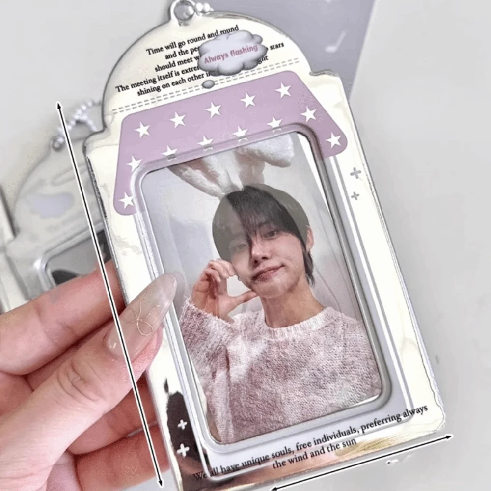 High Quality 3 Inch Kpop Photocard Holder Picture Display PVC Idol Photo Frame Silver Pendant Card Holder
