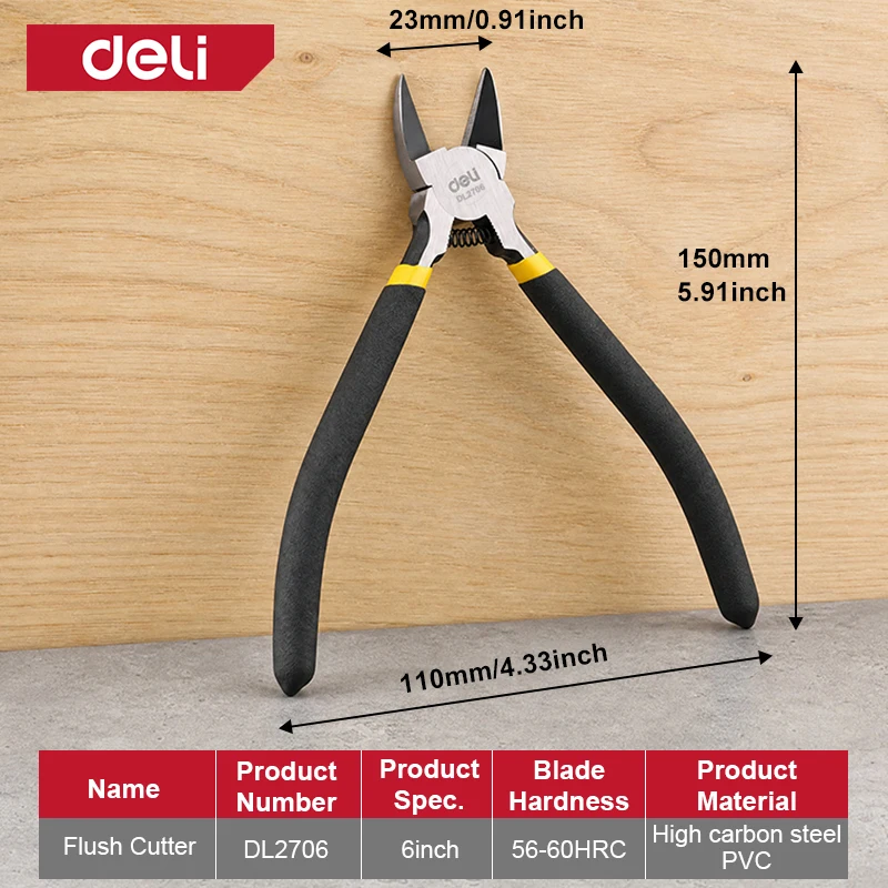 Ergonomische kniptang van koolstofstaal, 5/6 inch, voor het nauwkeurig knippen van draden bij elektronica-reparaties, het maken van sieraden en andere precisiewerkzaamheden.