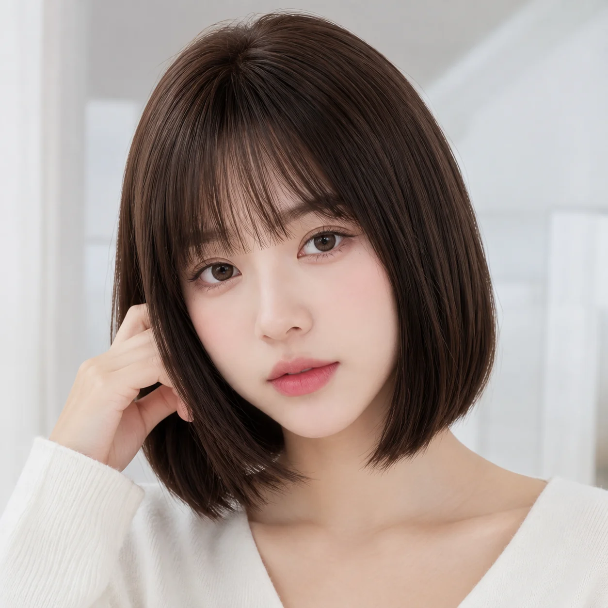 Wig Female Full Headset Short Hair Student Daily Simulation Lolita cosplay Princess Wig Set with bangs