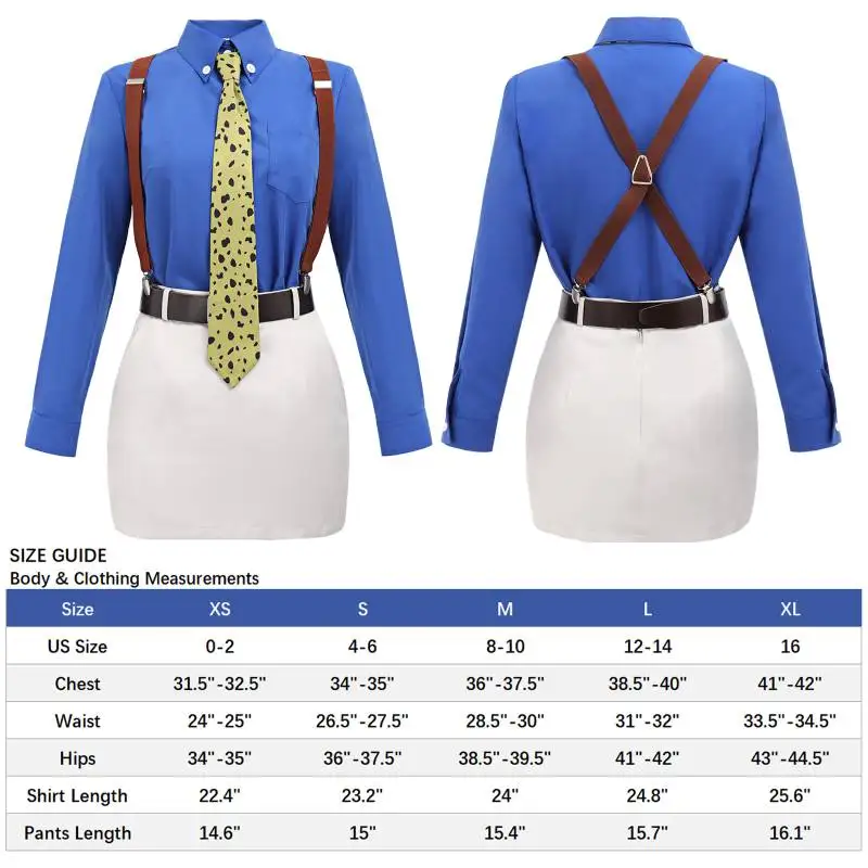 WENAM Nanami Kento Cosplay Costume Women's Shirt Slim Fit Skirt with Tie Suspender Glasses Nanami Kento Women JJK Costume