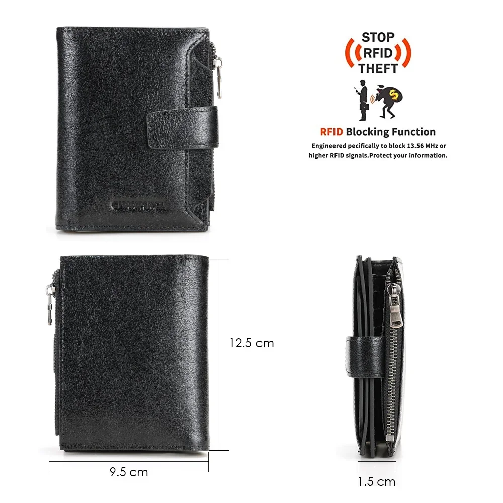 CHANPINCL Luxury Men Wallet Genuine Cow Leather Original 16 Card Slots Short Vertical Driver License First Layer Cowhide Bag