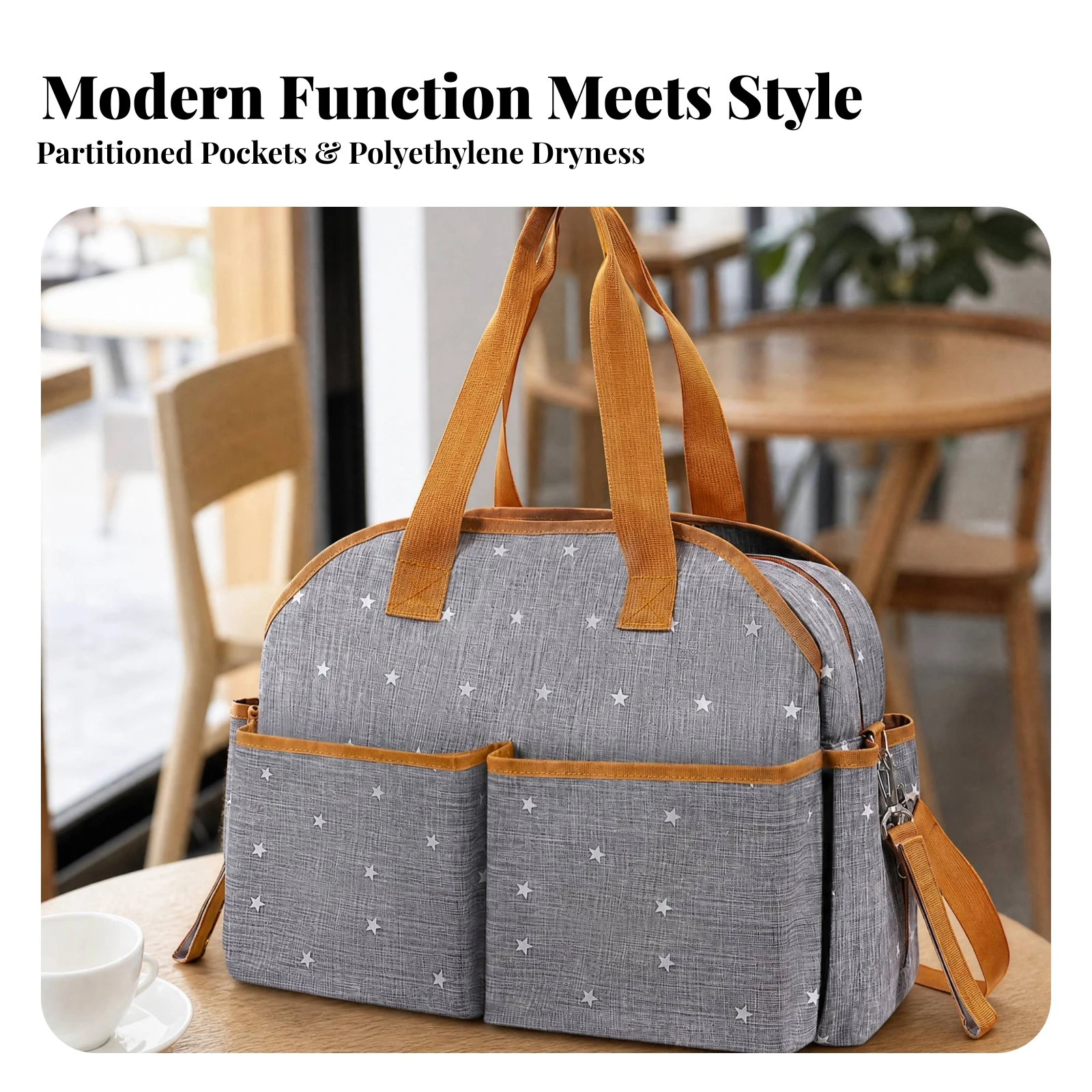 Oxford Material Diaper Bag with PEVA Li-Ning Water-Resistant Mommy Bag Large Capacity Spacious for Moms, Travel