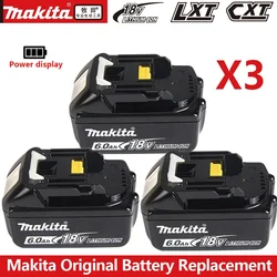 Makita genuíno 18v 6ah bateria recarregável de ferramentas elétricas 18v makita com substituição de íon-lítio led lxt bl1860b bl1860 bl1850 carregador