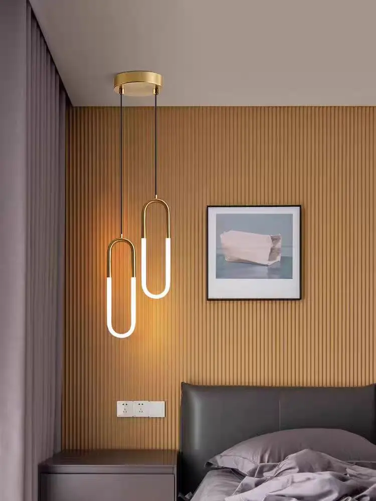 Nordic Minimalist Bar Chandelier Bedroom Bedside Light Luxury Post-modern Restaurant Clothing Store Stairs U-shaped Lamps