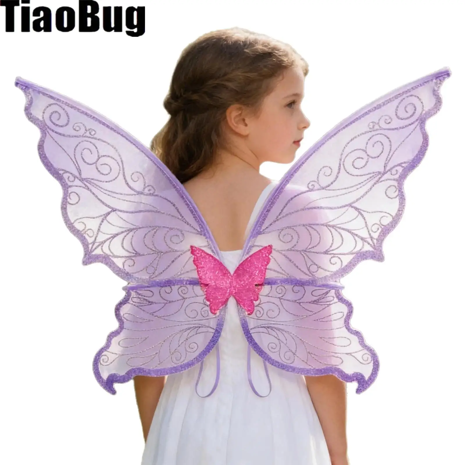 Children Adults Shimmery Butterfly Wings Props for Festival Party Cosplay Events Stage Performance