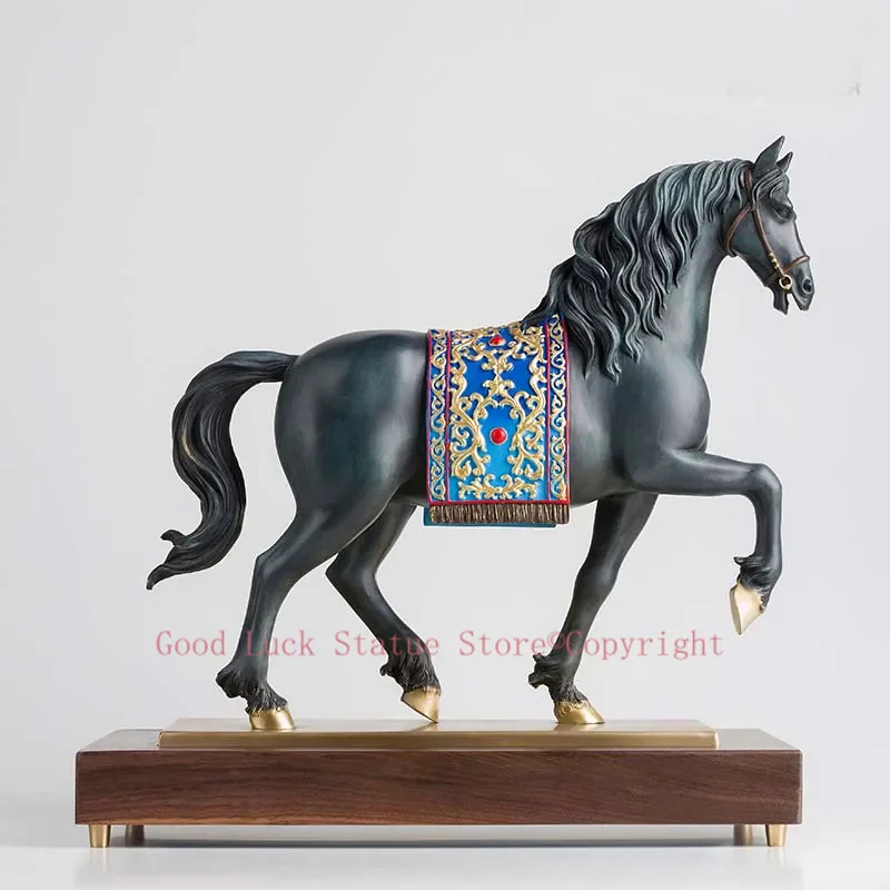 

high grade Decoration art HOME Company shop Money drawing Auspicious GOOD Luck Success horse Talisman brass Sculpture