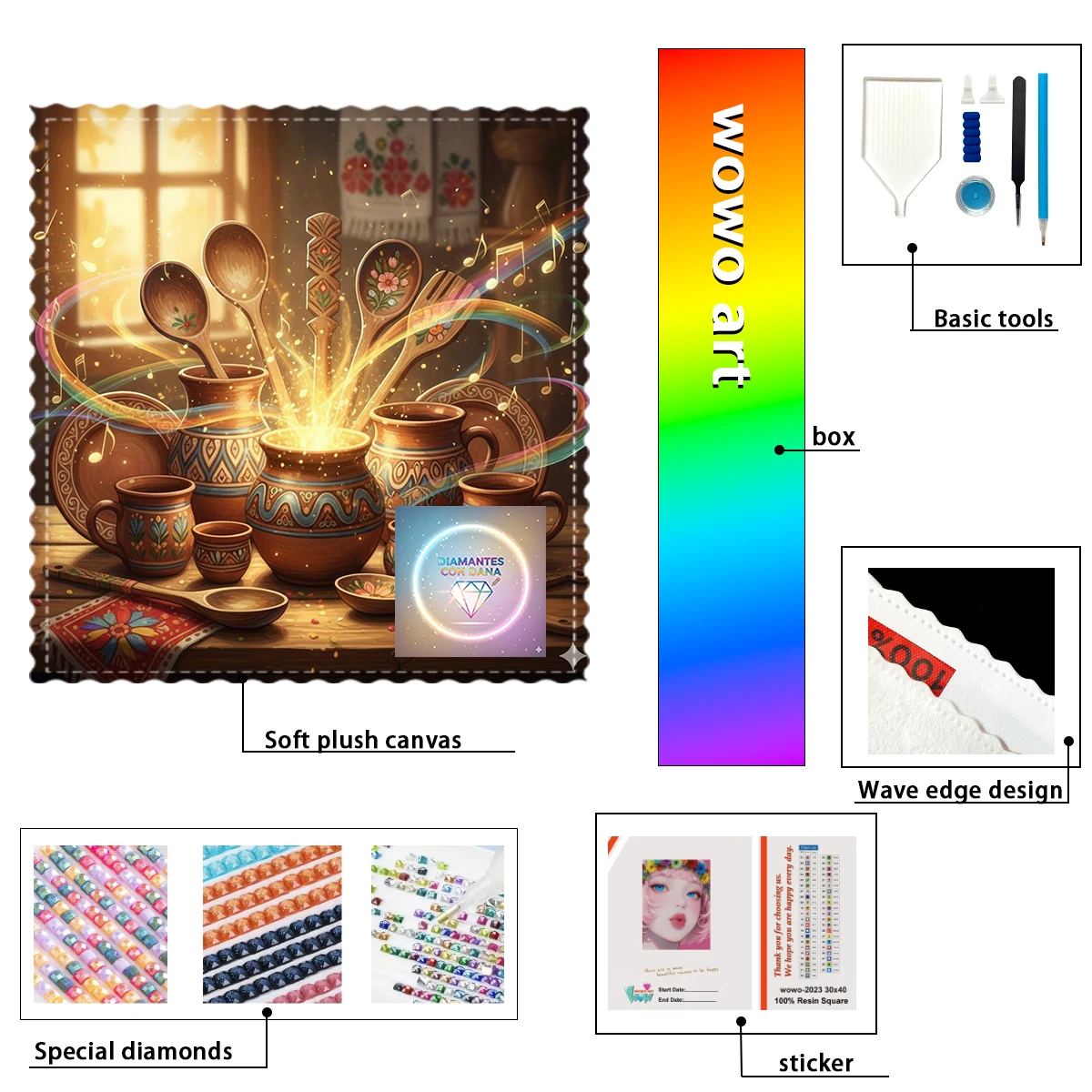 

【Diamantes con Dana】Luminous kitchen tools 100% resin FD+ab+xc Diamond Stamping Kit Perfect Masterpiece worth Buyi