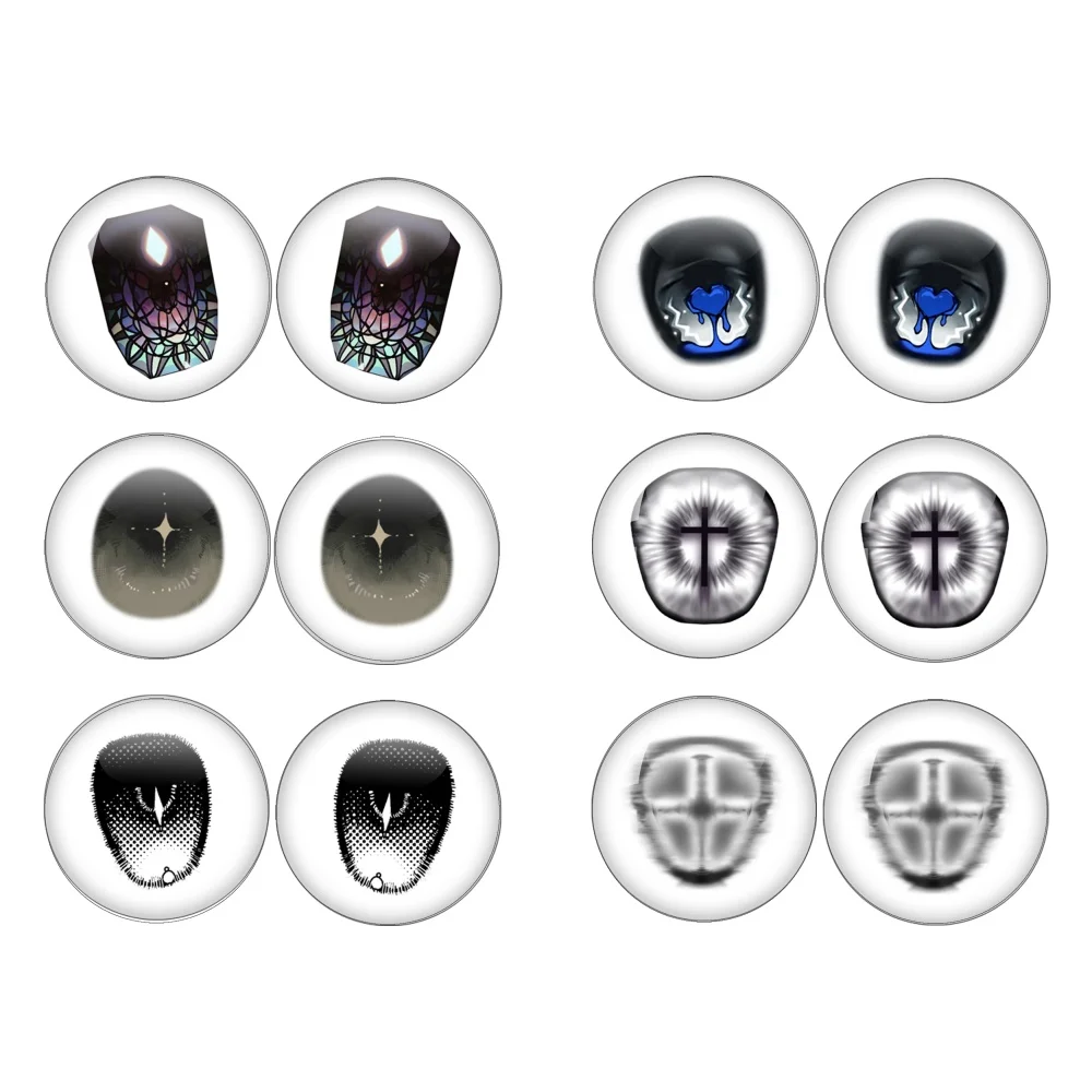 12pcs/set14MM Eyechips Originality Pattern Blyth Toy Anime Doll Eye Chips Glass Eyes Cabochons Round Drop Glue Eye DIY Jewelry
