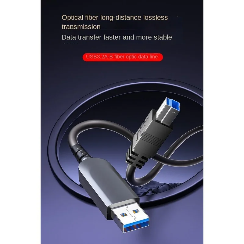 Super Sale USB3.2 A to B Extension Cable Active Optical USB 10Gbps Fiber Optic Type A Male to Type B Male USB Cord USB Date Cabl