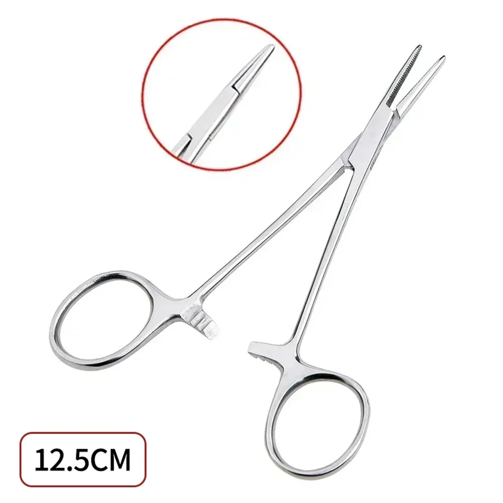 Stainless Steel Curved Tip and Straight Tip Forceps Lockin 12.5,16,18cm for Clip Pet Hair Clamp Fishing Plier Hand Tool