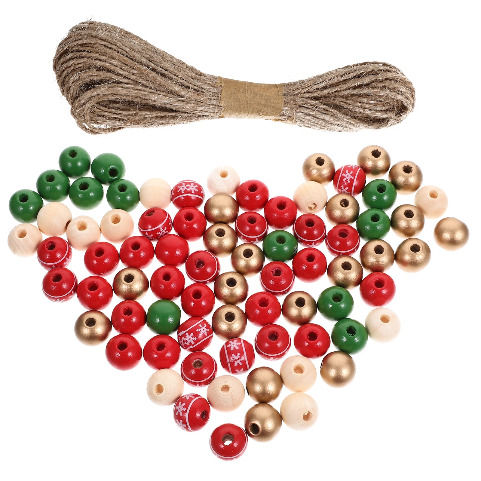 

200 Wooden Jute Rope DIY Kit Christmas Home Decor Wooden Beads Craft Making Loose Charms Accessories Jewelry Making