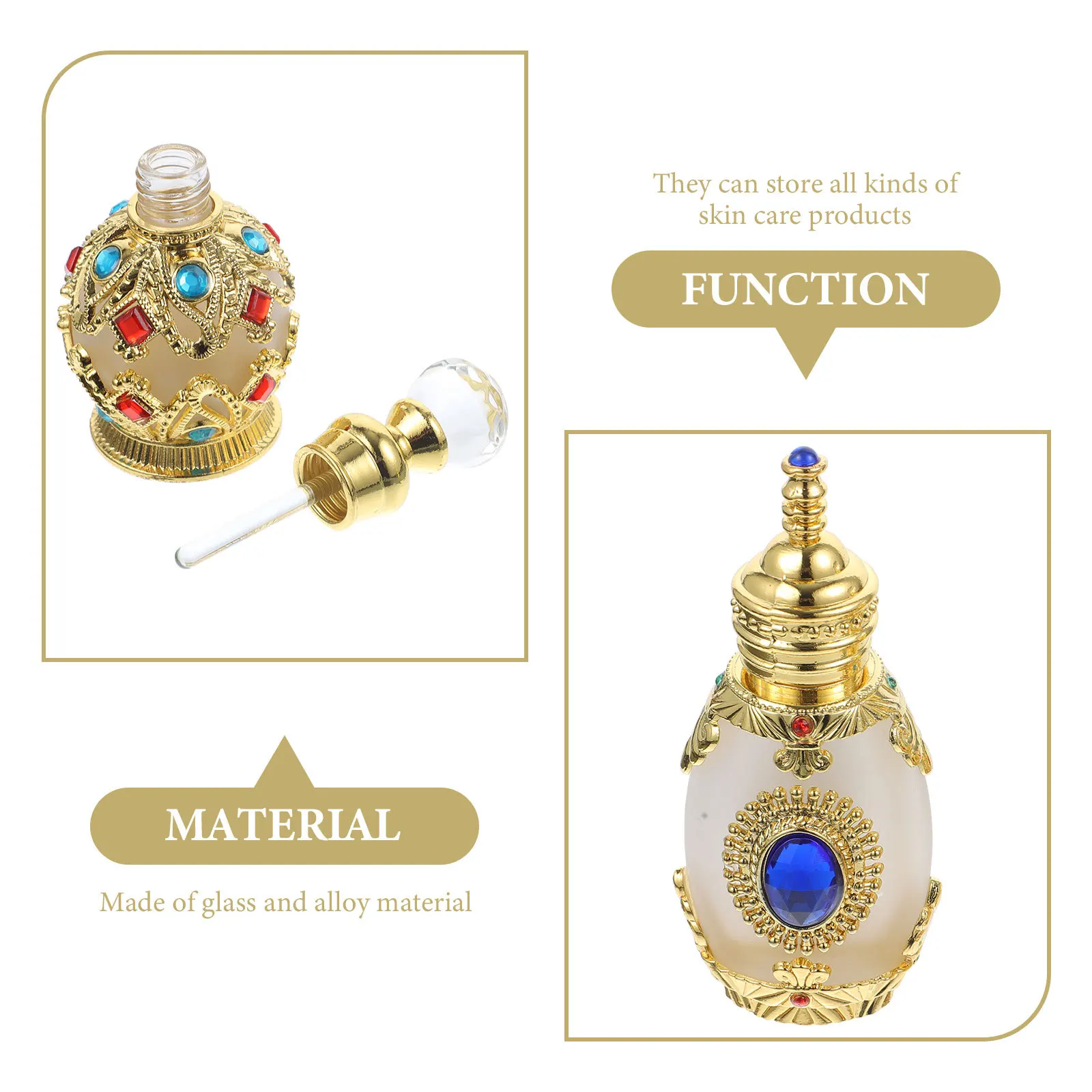 

2Pcs Glass Alloy Essential Oil Bottles Refillable Travel Perfume Containers Portable Liquid Storage for Women Skincare