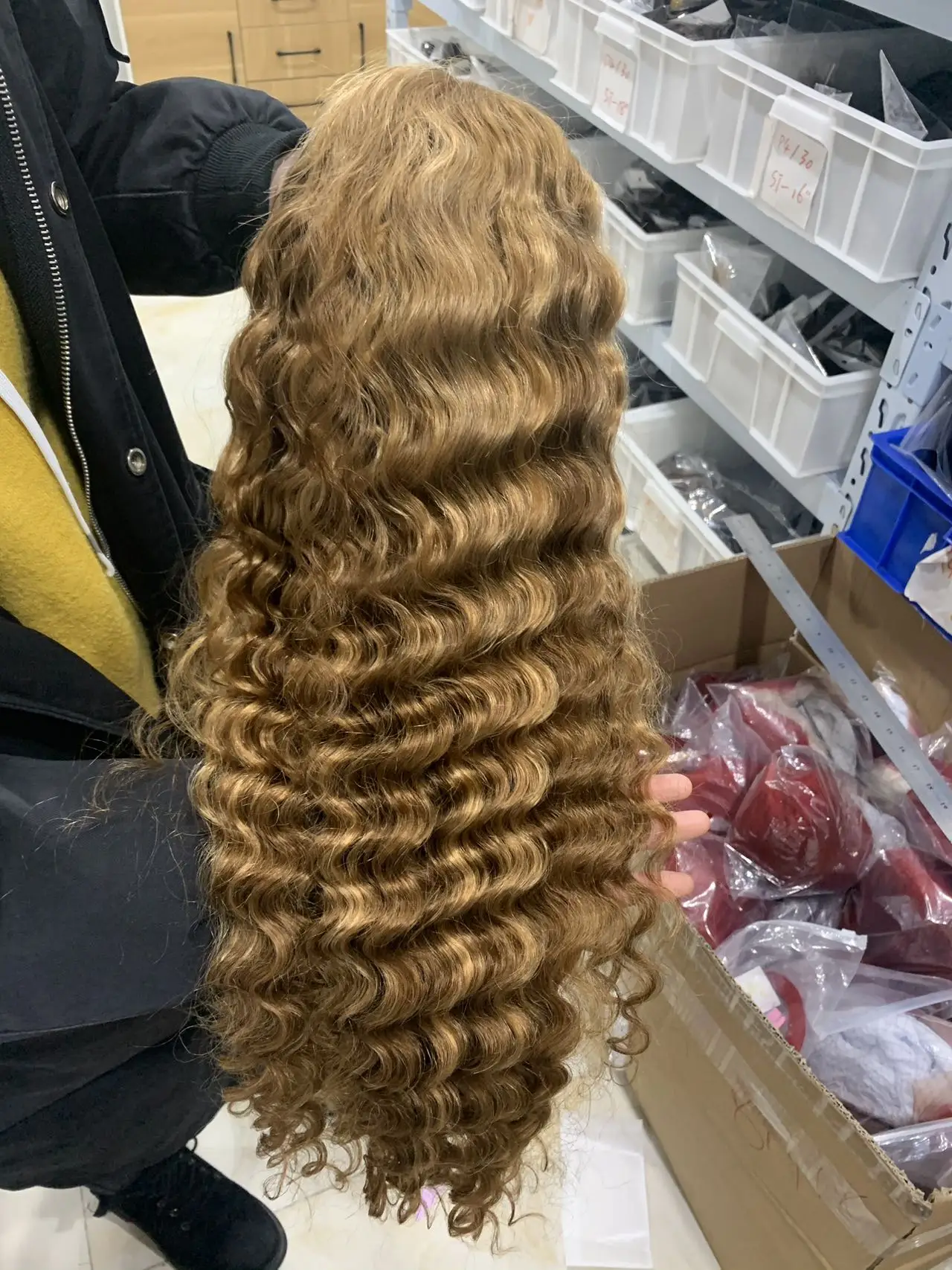 13x4x1 Lace Part Wig Human Hair Honey Blonde Curly Human Hair Wig Highligh Deep Wave Wigs 180% Clearance Sale Wigs