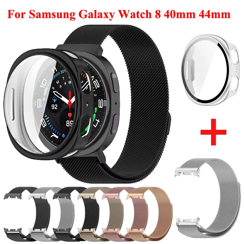 Чехол + миланская петля для Samsung Galaxy Watch 8, 40 мм, браслет из нержавеющей стали для Samsung Galaxy Watch 8, 44 мм, аксессуары Correa