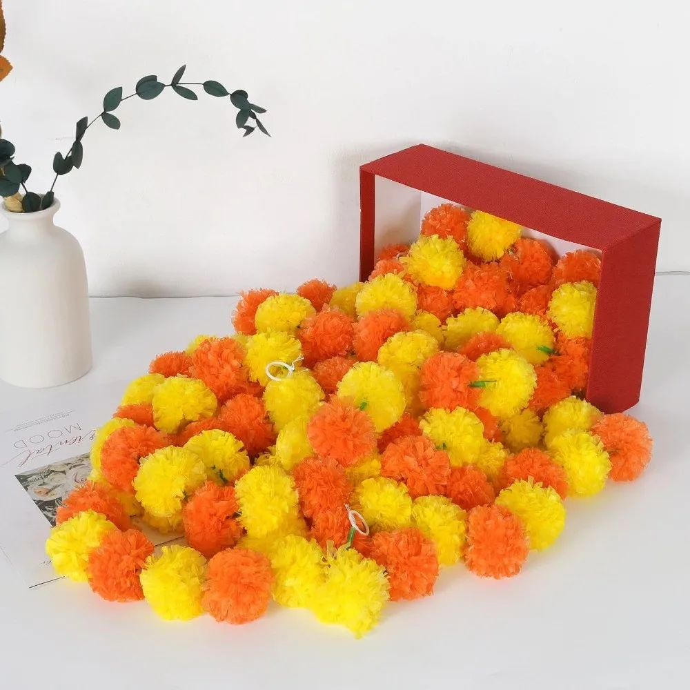

1.5m Halloween Marigold Garland Longevity Chrysanthemum Wedding Decor Home Room Decor Diwali Accessories Hanging