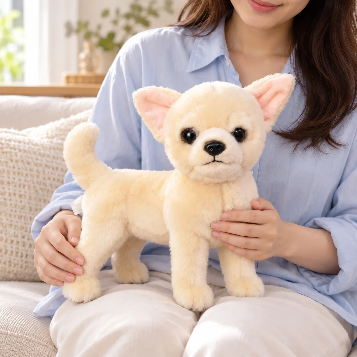 Simulated Chihuahua Plush Toy Super Lifelike Puppy Doll Soft and Cuddly Children's Gift Home Decor Emotional Companion Pet