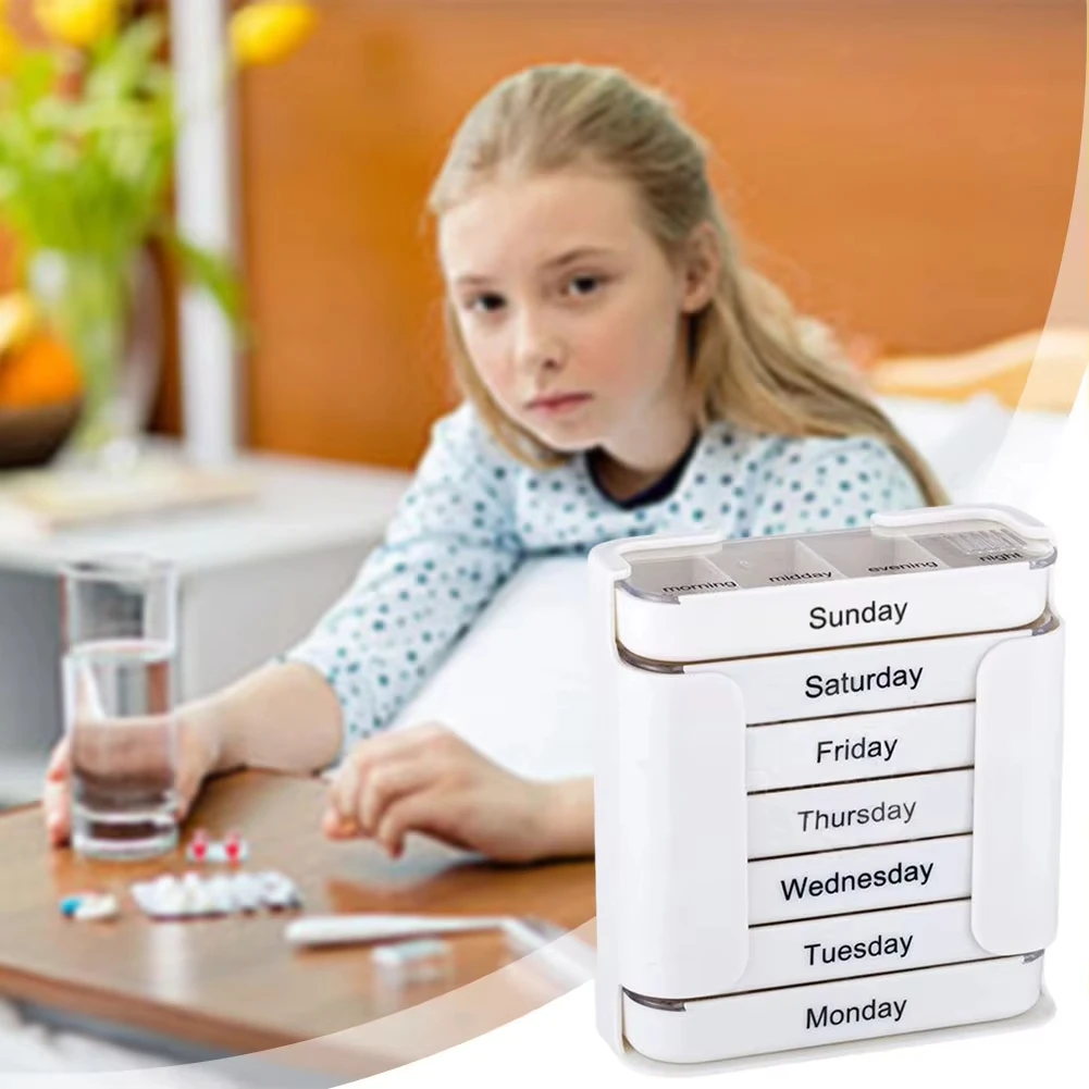 

Portable Plastic Medicine Box Large Slots Separate Pill Case Weekly 7-Day Pill Organizer Suitable Travel Medicine Box Drugs