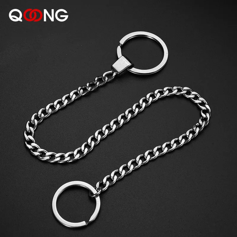 40cm Long Stainless Steel Key Chains Punk Street Big Ring Key Ring Metal Wallet Belt Chain Pant Keychain Unisex HipHop Jewelry