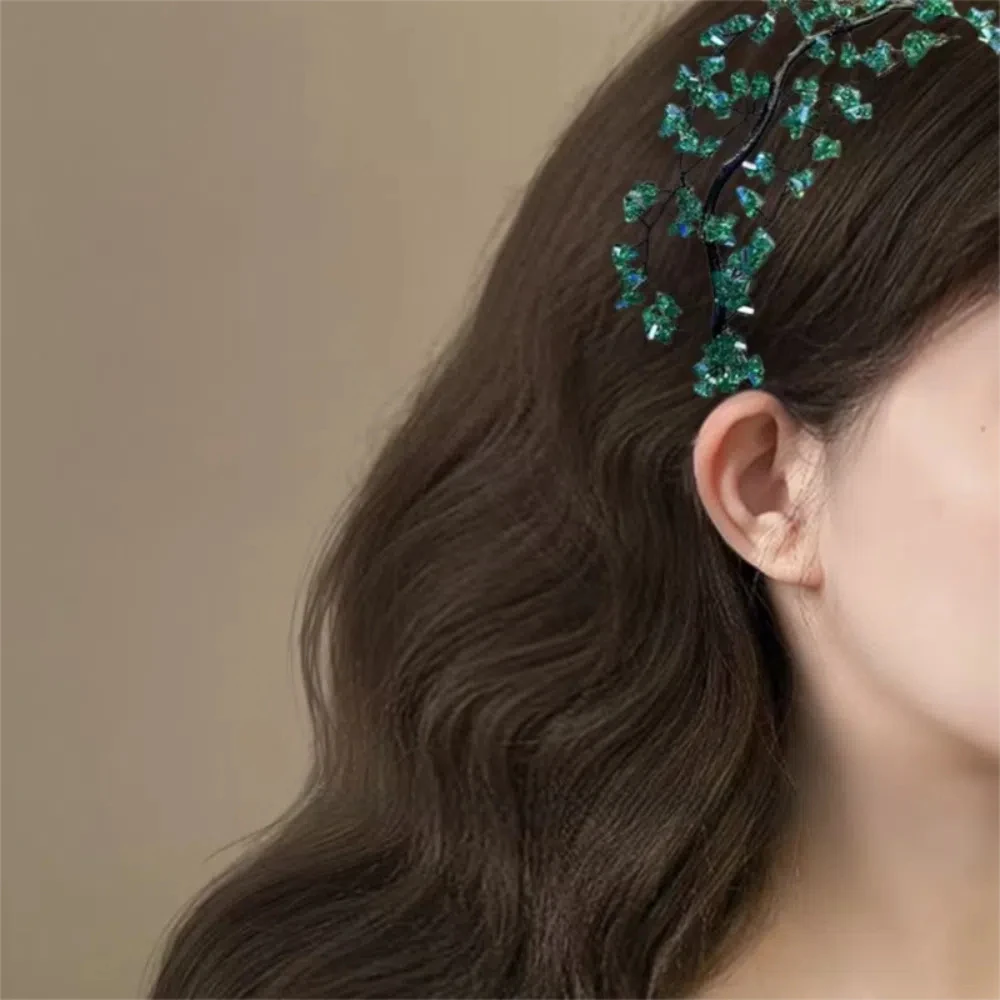 

Korean Style Fairy Vintage Headband Luxury Green Crystal Beaded Hair Hoop Hair Ornaments Elegant Wedding Headwear