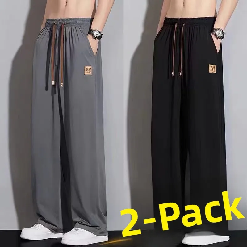 

Новые летние тонкие быстросохнущие брюки 2026 года: свободные, прямые, спортивные, длинные, комфортные, из ледяного шелка, мужские повседневные брюки