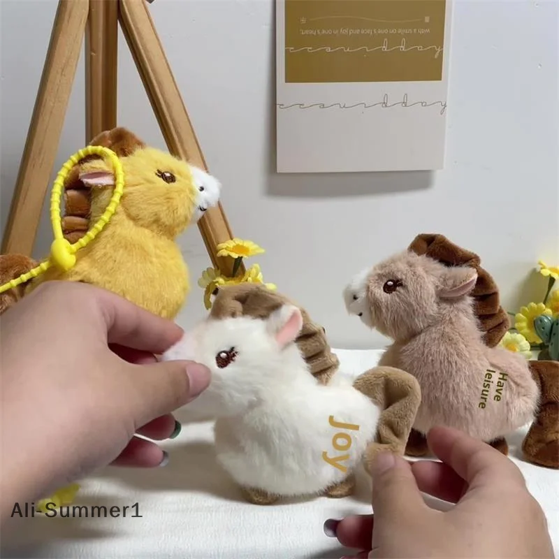 Lindo año del caballo Pony muñeco de peluche juguetes de peluche llavero colgante bolsa dijes mochila adornos colgantes llavero para niña regalos para niños