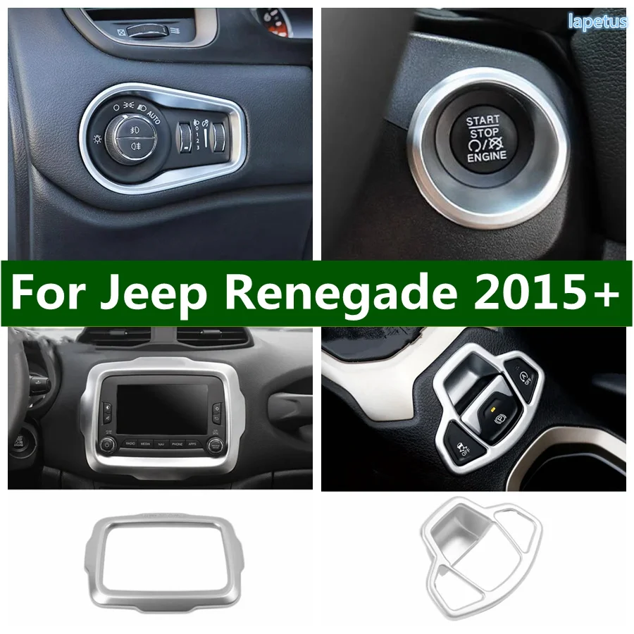 

Fit For Jeep Renegade 2015 - 2023 Head Light Lamp Switch / Engine Start Stop Push Button / Electrical Park Handbrake Cover Trim