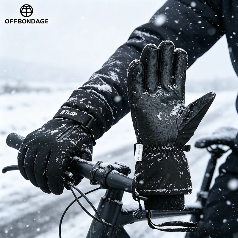 OFFBONDAGE Winter Ski Gloves Thermal Touchscreen Waterproof Windproof Men Women Motorcycle Cycling Snowboard Warm Gloves Sports