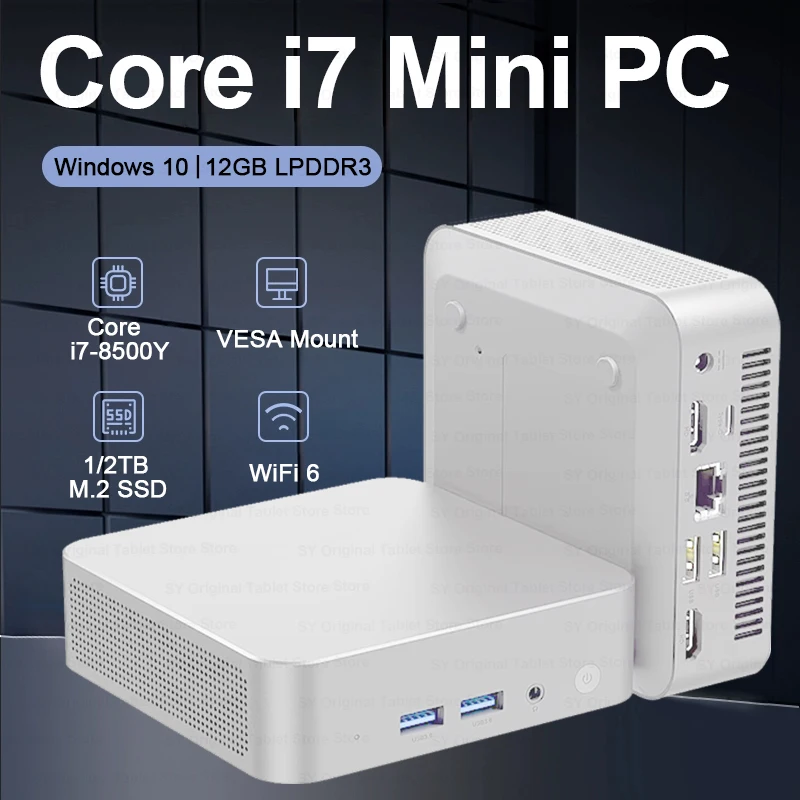 

2025 Новый мини-ПК Core i7-8500Y Windows 10 Мини-компьютер 12 ГБ LPDDR3 2 ТБ M.2 SSD Игровой ПК 4K HD WIFI 6 BT4.2 Портативный настольный компьютер