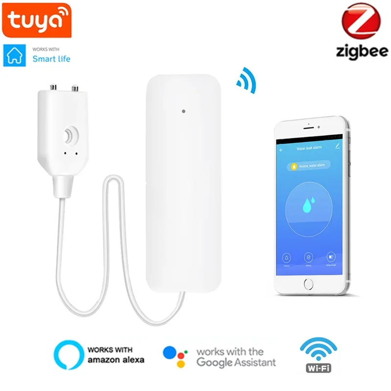 

Датчик утечки воды Tuya Zigbee, беспроводной детектор затопления, оповещение об обнаружении утечки воды, датчик сигнализации переполнения уровня воды