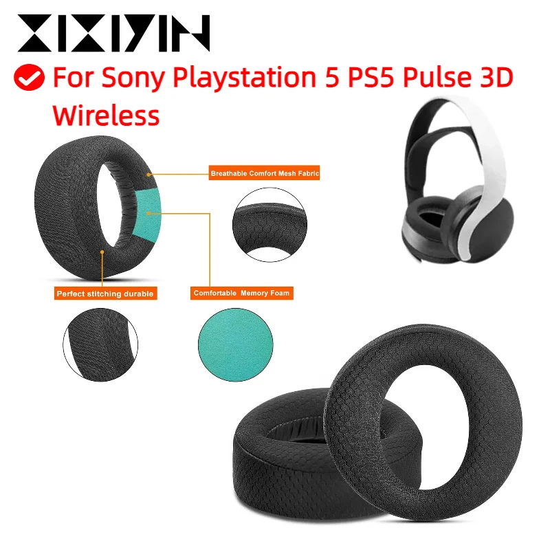 

Ear pads for Sony Playstation 5 PS5 Pulse 3D Wireless Headsets Mesh cloth Memory Sponge Softer Protein Leather Earpads