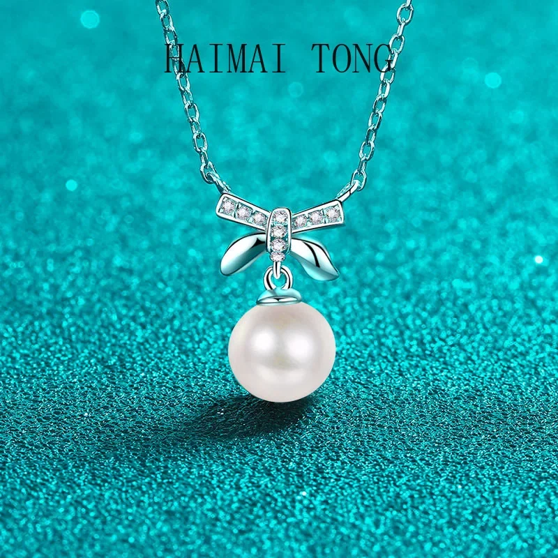 

Ожерелье HAIMAITONG с муассанитом и бриллиантом Pt950 с платиновым жемчугом, застежкой-бабочкой и милым кулоном для цепочки на ключицу
