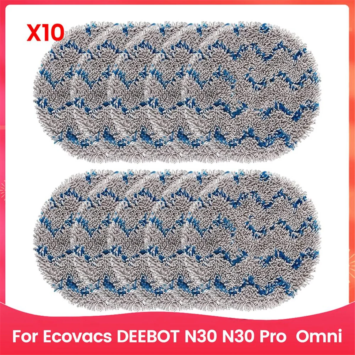 Mop Pads Replacement for Ecovacs DEEBOT N30, N30 Pro ,Omni Robot Vacuum Cleaner, Washable, Reusable, Replacement Parts